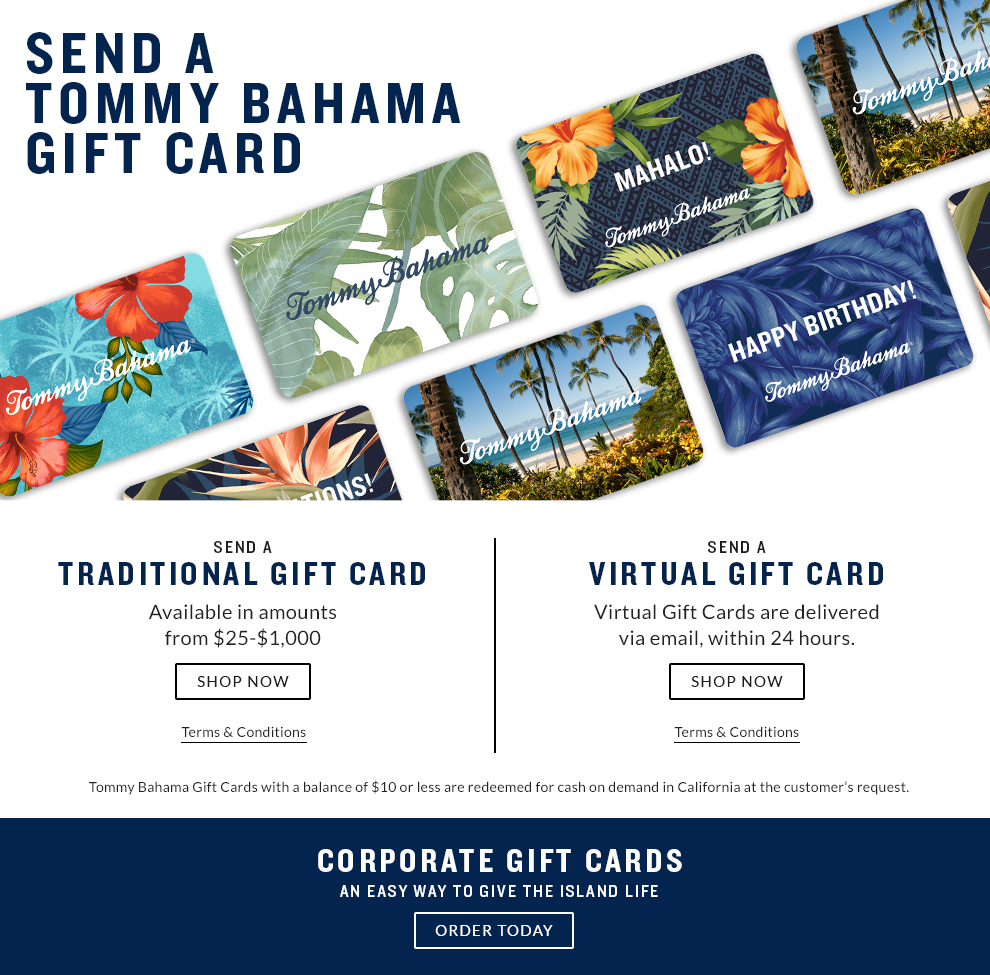 How to Get Tommy Bahama Gift Card Codes?